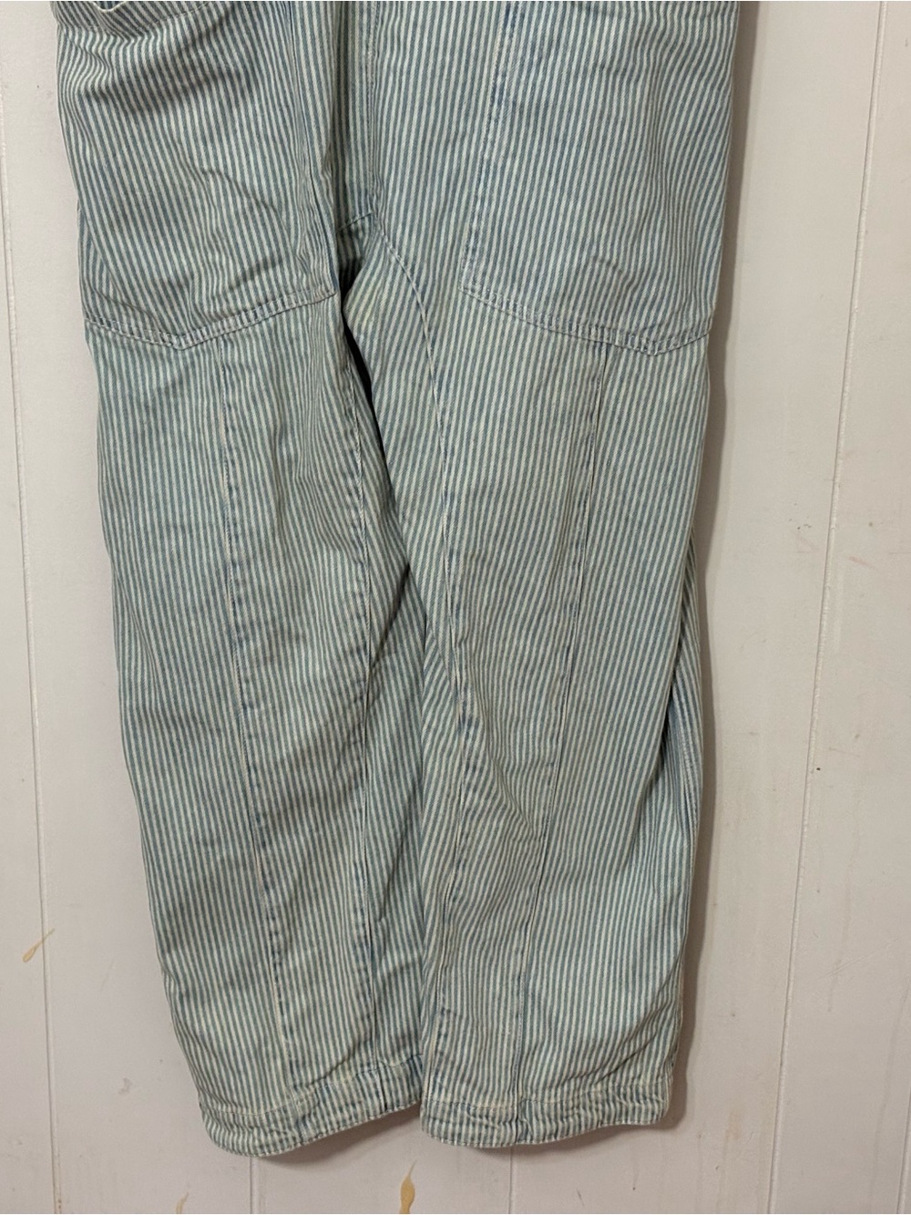 We The Free High Roller Railroad Stripe Overalls Blue Ivory Size S - Picture 7 of 12